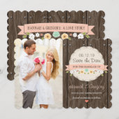 ROSA Florale Rustikale Boho Save-the-Date-Karte Save The Date (Vorne/Hinten)