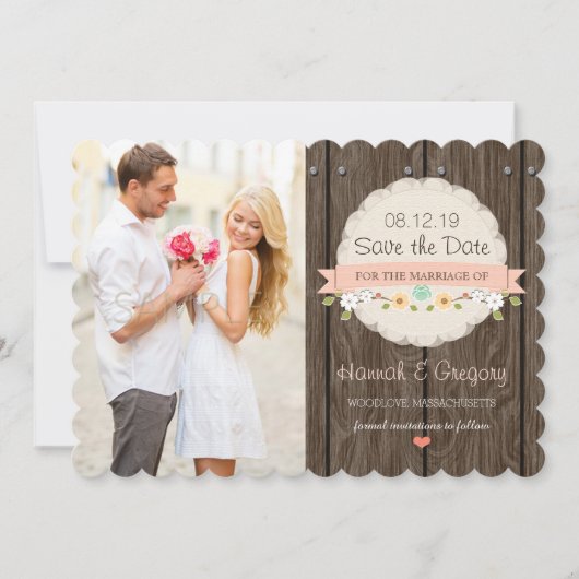ROSA Florale Rustikale Boho Save-the-Date-Karte Save The Date (Vorderseite)