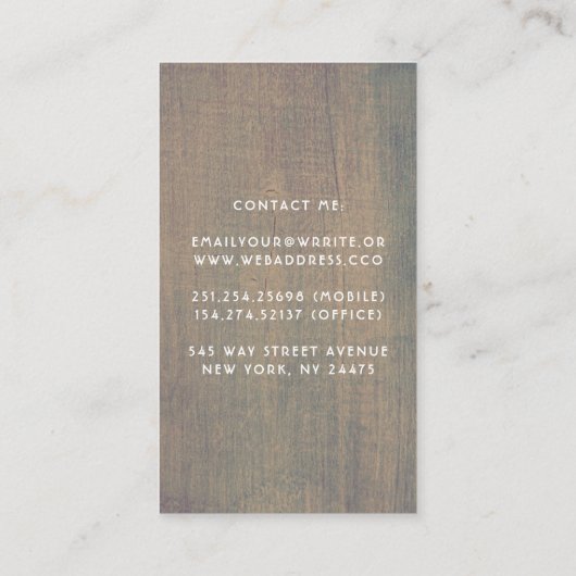 Rosa florale, rustikale Holzbalken Visitenkarte (Rückseite)