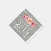 Rosa florale Rustikale Holzklasse 2018 Abschluss Serviette (Ecke)