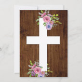 Rosa florale rustikale Taufe Religiöse Einladung (Rückseite)