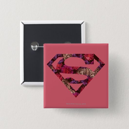 Rosa florale S-Shield Button (Vorne & Hinten)