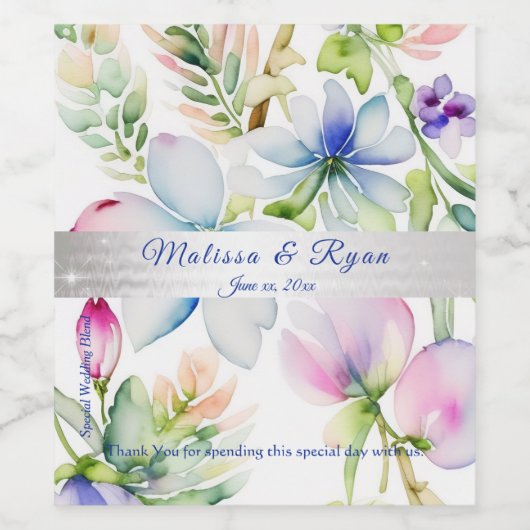 Rosa florale Satin Seidenmatte Weinetikett (Einzelnes Label)