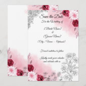 Rosa florale Save-the-Date-Karte | Romantisch Save The Date (Vorne/Hinten)