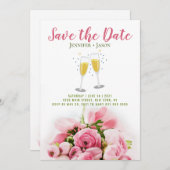 Rosa florale Save the Date Postkartenvorlage Einladung (Vorne/Hinten)