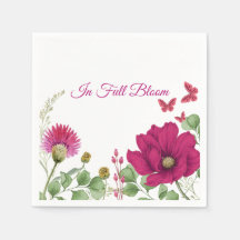 Rosa florale Schmetterling Aquarell-Party Serviett