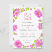 Rosa florale Silber Hochzeit Sichern Sie das Datum Save The Date (Vorderseite)
