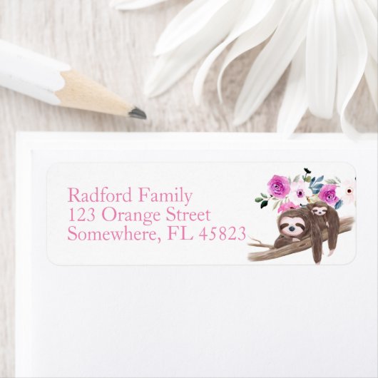 Rosa, florale Sloth-Rücksendeadresse (Insitu)