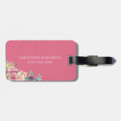 Rosa florale Stethoscope Herzkrankheit Gepäckanhänger (Rückseite horizontal)