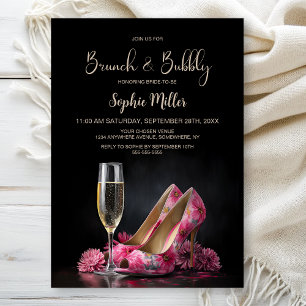Rosa florale Stiletto-Schuhe Brunch und Bubbly Einladung