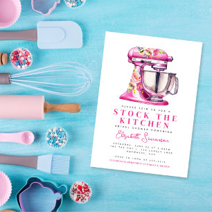 Rosa florale 'Stock the Kitchen' Brautparty Einladung
