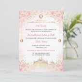 Rosa florale Sukhmani Sahib Path Einladung  (Stehend Vorderseite)