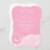 Rosa florale Swirl Bracket Wedites Einladung (Vorne/Hinten)