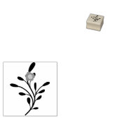 Rosa Florale Teal Botanik Gummistempel (Stempel)