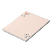Rosa Florale Teal Botanik Notizblock (Rotiert)