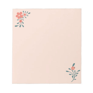 Rosa Florale Teal Botanik Notizblock
