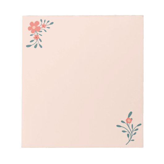 Rosa Florale Teal Botanik Notizblock (Vorderseite)