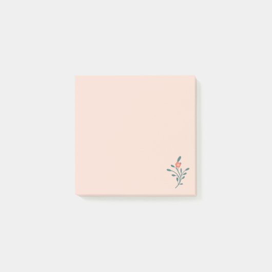 Rosa Florale Teal Botanik Post-it Klebezettel (Vorderseite)