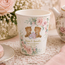 Rosa Florale Teddybären-Teeparty-Geburtstag