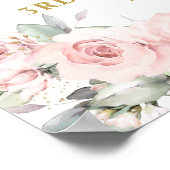 Rosa Florale Teddybären-Teeparty-Geburtstag Poster (Ecke)