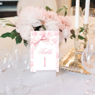 Rosa florale Toile-Bogen-Babyparty-Tischnummern Tischnummer