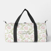 Rosa florale Tulpen Gingham Vintage Duffle Bag (Vorderseite)