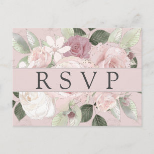 Rosa florale UAWG Postkarte mit Auswahl an Gericht