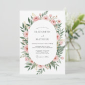 Rosa Florale Umarmung Hochzeit Einladung (Stehend Vorderseite)