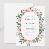 Rosa Florale Umarmung Hochzeit Einladung (Vorne/Hinten)