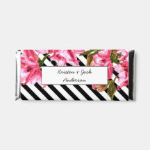 Rosa, florale und schwarze Streifen Hochzeitskandi