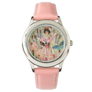 Rosa florale viktorianische Frau Regency Armbanduhr