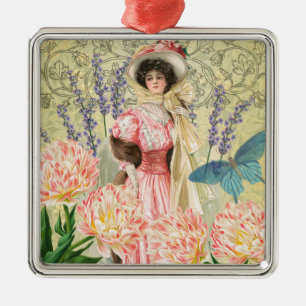 Rosa florale viktorianische Frau Regency Ornament Aus Metall
