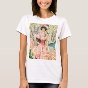 Rosa florale viktorianische Frau Regency T-Shirt