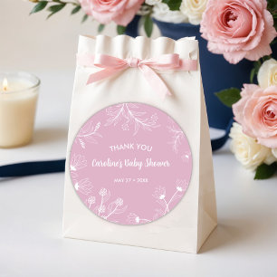 Rosa florale Vintage-Baby-Party Runder Aufkleber