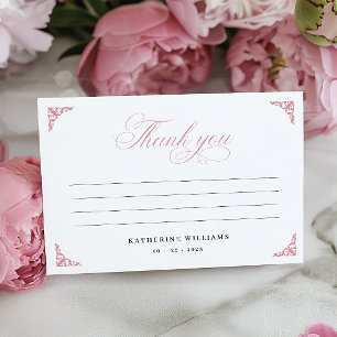 Rosa florale Vintage Brautparty Dankeskarten Dankeskarte