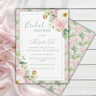 Rosa florale vintage Brautparty Einladung