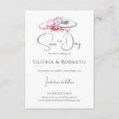 Rosa florale Vintage mexikanische Hochzeit retten Begleitkarte (Vorderseite)