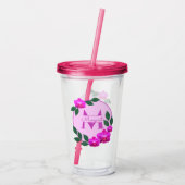 Rosa florale Vintage personalisierte Bezeichnung E Acryltrinkbecher (Rückseite)