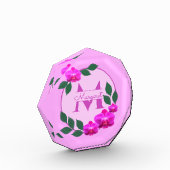 Rosa florale Vintage personalisierte Bezeichnung E Fotoblock (Links)