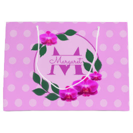 Rosa florale Vintage personalisierte Bezeichnung E Große Geschenktüte