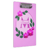 Rosa florale Vintage personalisierte Bezeichnung E Klemmbrett (Rechts)