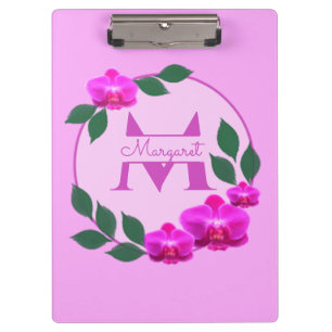 Rosa florale Vintage personalisierte Bezeichnung E Klemmbrett