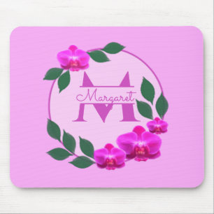 Rosa florale Vintage personalisierte Bezeichnung E Mousepad