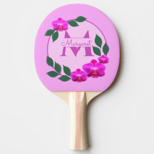 Rosa florale Vintage personalisierte Bezeichnung E Tischtennis Schläger