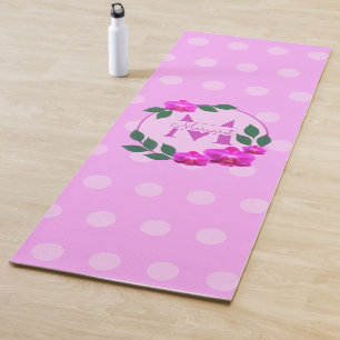 Rosa florale Vintage personalisierte Bezeichnung E Yogamatte