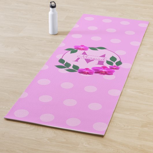 Rosa florale Vintage personalisierte Bezeichnung E Yogamatte (Beispiel)