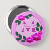 Rosa florale vintage personalisierter Name Anfangs Button (Vorne & Hinten)