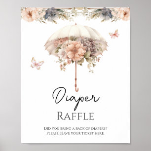 Rosa florale Vintage-Regenschirm-Windel-Raffle  Poster