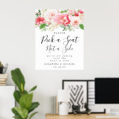 Rosa florale Wählen Sie einen Platz, kein Zeichen Poster (Heimbüro)