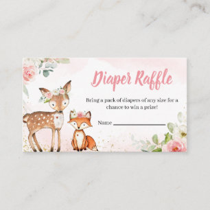 Rosa Florale Wald-Baby-Party-Windel-Raffle Begleitkarte